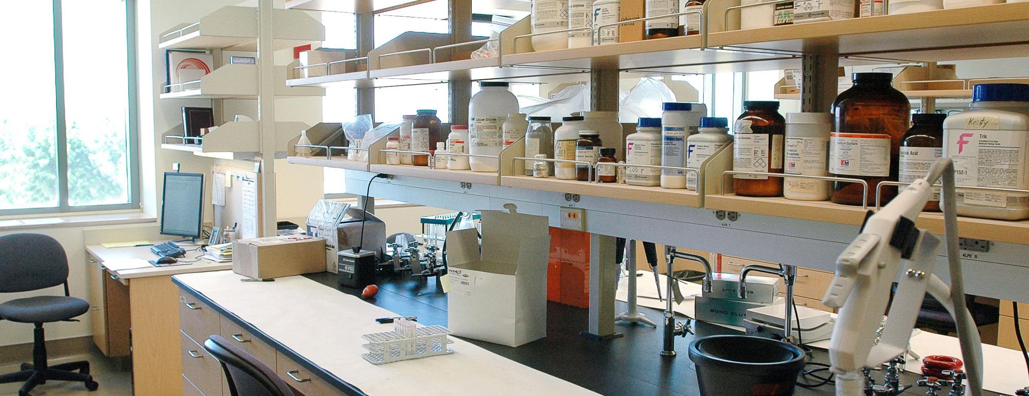 A lab with equipment and research supplies